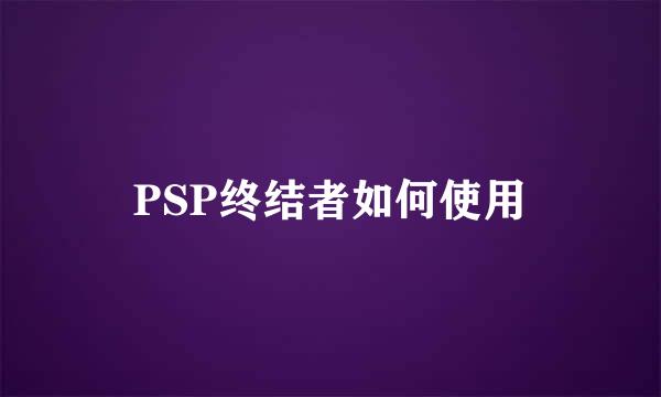 PSP终结者如何使用