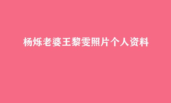 杨烁老婆王黎雯照片个人资料