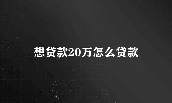 想贷款20万怎么贷款