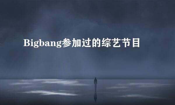 Bigbang参加过的综艺节目