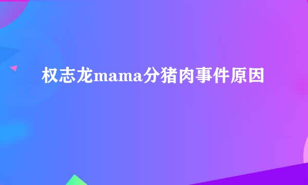 权志龙mama分猪肉事件原因