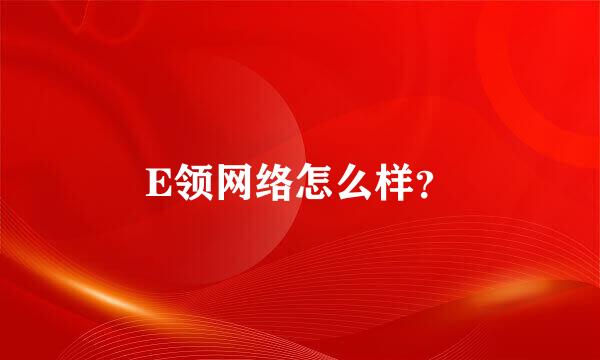 E领网络怎么样？