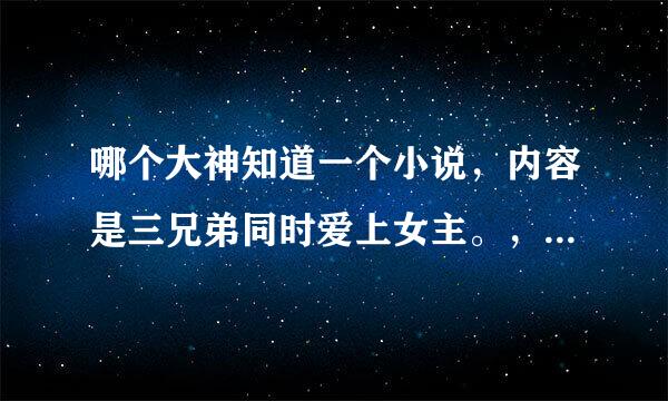 哪个大神知道一个小说，内容是三兄弟同时爱上女主。，老三假装被女主碰伤，混到女主家里？