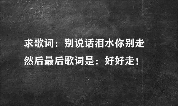 求歌词：别说话泪水你别走 然后最后歌词是：好好走！