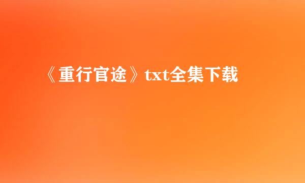 《重行官途》txt全集下载