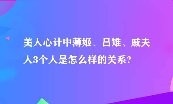 美人心计中薄姬、吕雉、戚夫人3个人是怎么样的关系?