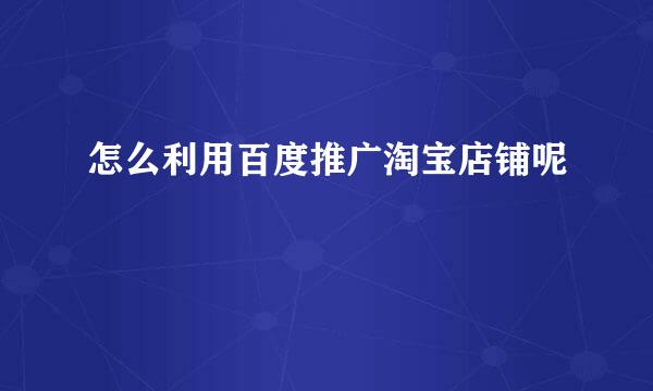 怎么利用百度推广淘宝店铺呢