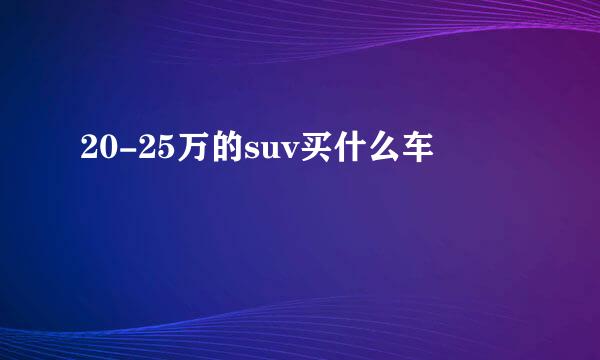 20-25万的suv买什么车