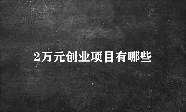 2万元创业项目有哪些