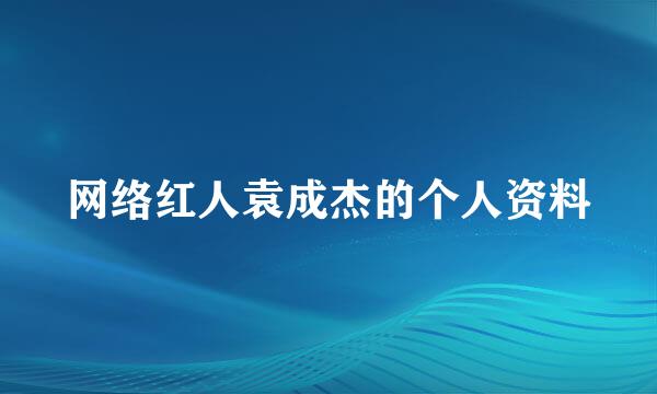 网络红人袁成杰的个人资料