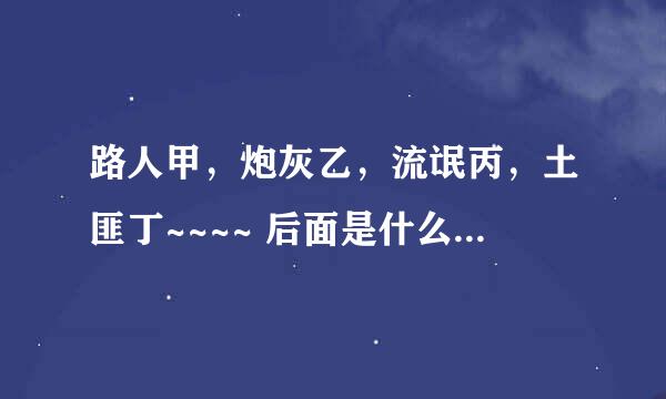 路人甲，炮灰乙，流氓丙，土匪丁~~~~ 后面是什么啊啊啊，各路神人还能编么？