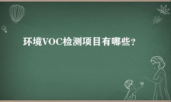 环境VOC检测项目有哪些？