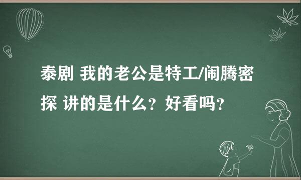 泰剧 我的老公是特工/闹腾密探 讲的是什么？好看吗？