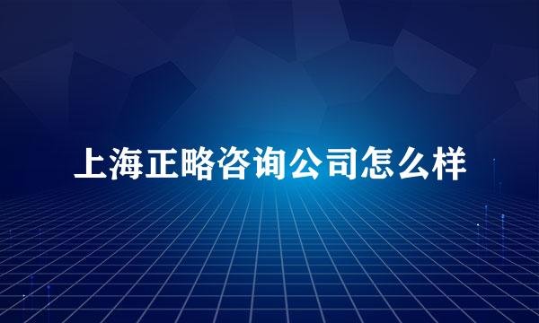 上海正略咨询公司怎么样