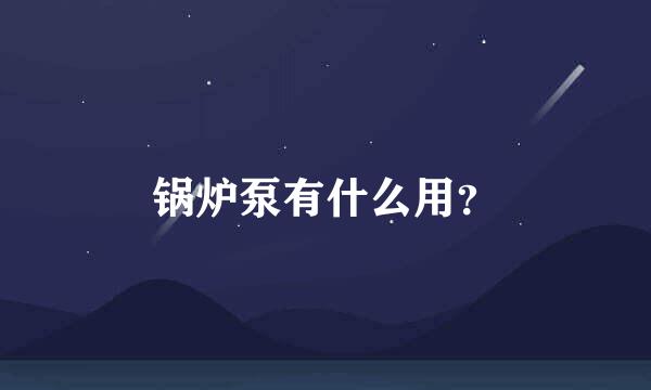 锅炉泵有什么用？