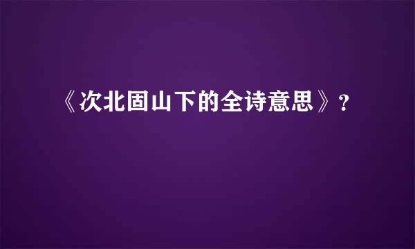 《次北固山下的全诗意思》？