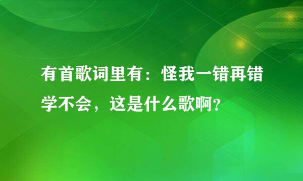 有首歌词里有：怪我一错再错学不会，这是什么歌啊？