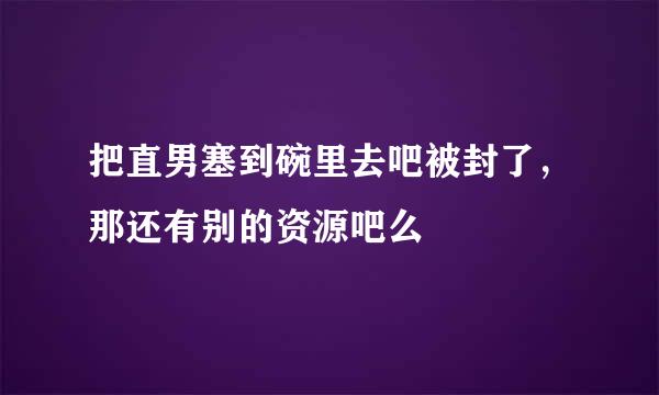 把直男塞到碗里去吧被封了，那还有别的资源吧么