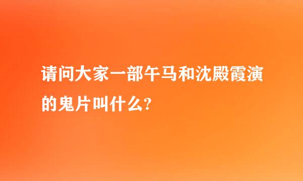 请问大家一部午马和沈殿霞演的鬼片叫什么?