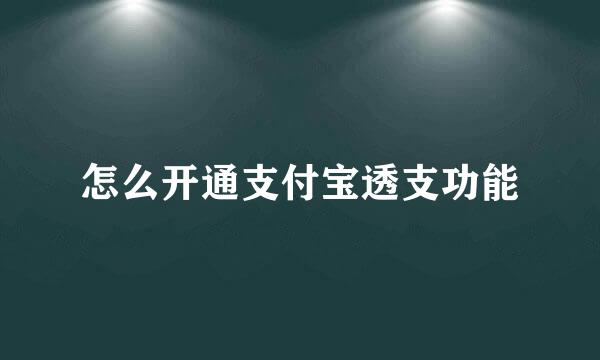 怎么开通支付宝透支功能