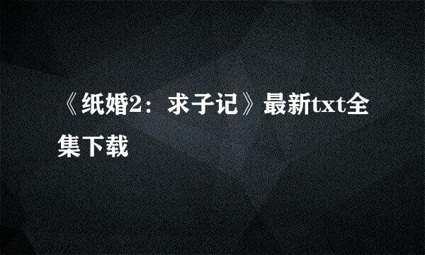 《纸婚2：求子记》最新txt全集下载