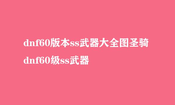 dnf60版本ss武器大全图圣骑dnf60级ss武器