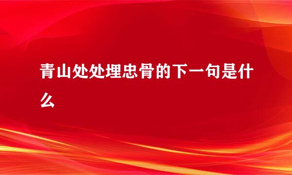 青山处处埋忠骨的下一句是什么