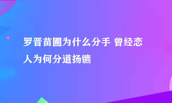 罗晋苗圃为什么分手 曾经恋人为何分道扬镳