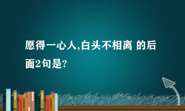 愿得一心人,白头不相离 的后面2句是?