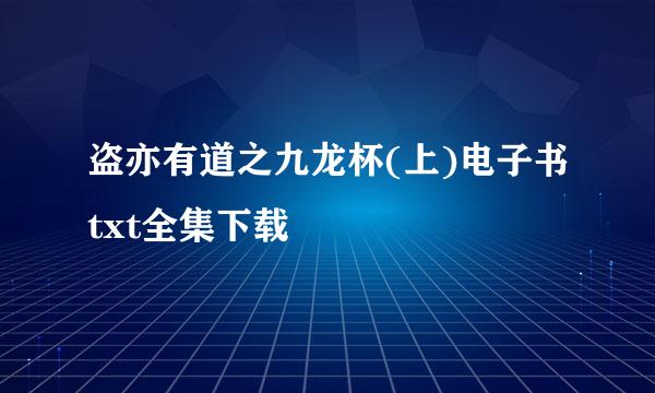 盗亦有道之九龙杯(上)电子书txt全集下载