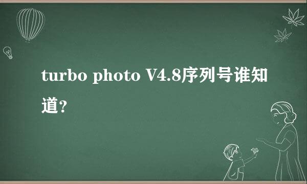 turbo photo V4.8序列号谁知道？