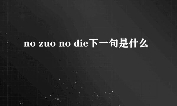 no zuo no die下一句是什么