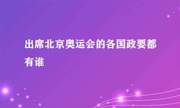 出席北京奥运会的各国政要都有谁