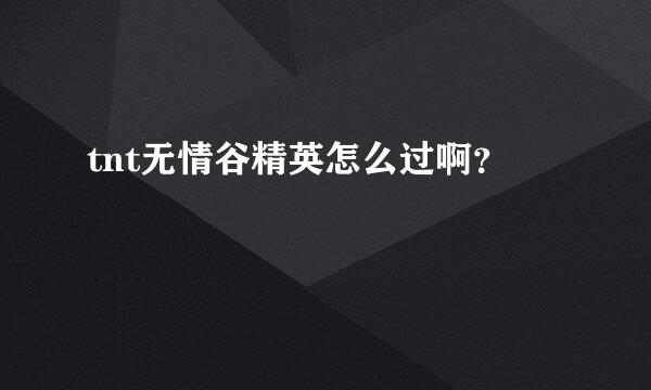 tnt无情谷精英怎么过啊？