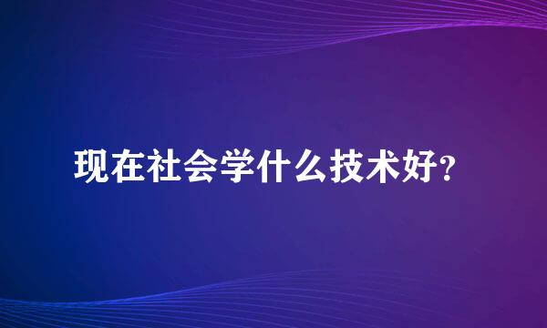 现在社会学什么技术好？