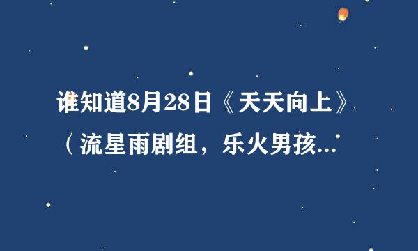 谁知道8月28日《天天向上》（流星雨剧组，乐火男孩剧组，吴克群）全部人的名字，包括女嘉宾！