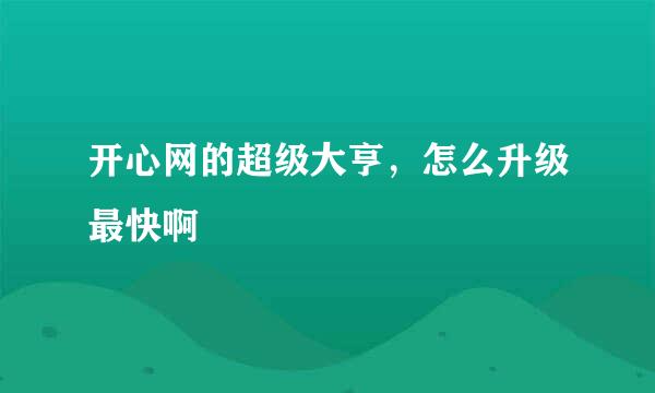 开心网的超级大亨，怎么升级最快啊