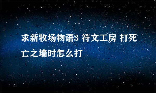 求新牧场物语3 符文工房 打死亡之墙时怎么打