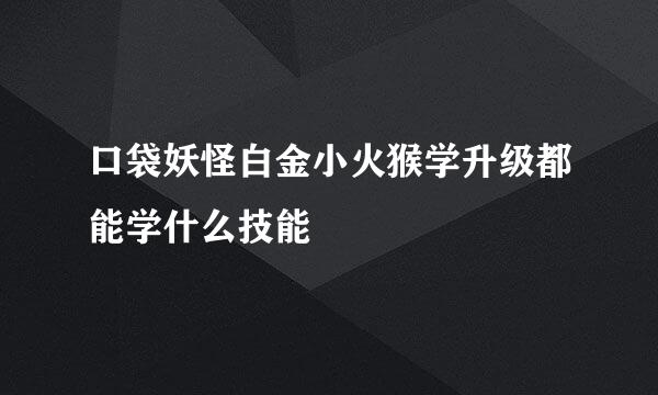 口袋妖怪白金小火猴学升级都能学什么技能