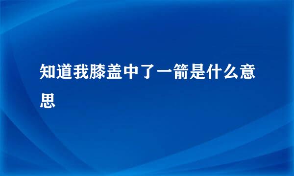 知道我膝盖中了一箭是什么意思