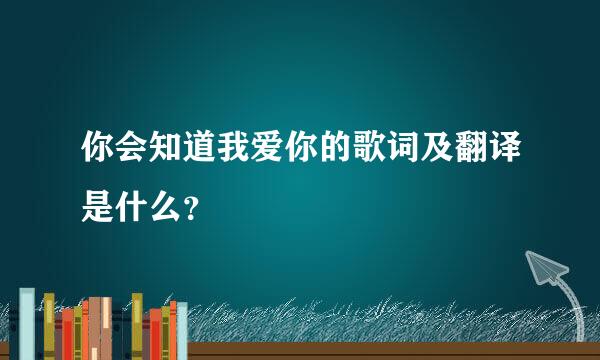 你会知道我爱你的歌词及翻译是什么？