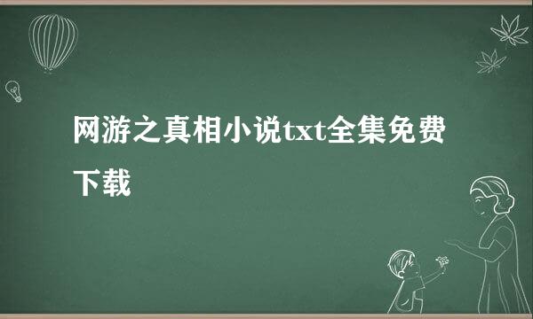 网游之真相小说txt全集免费下载