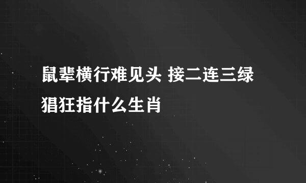 鼠辈横行难见头 接二连三绿猖狂指什么生肖