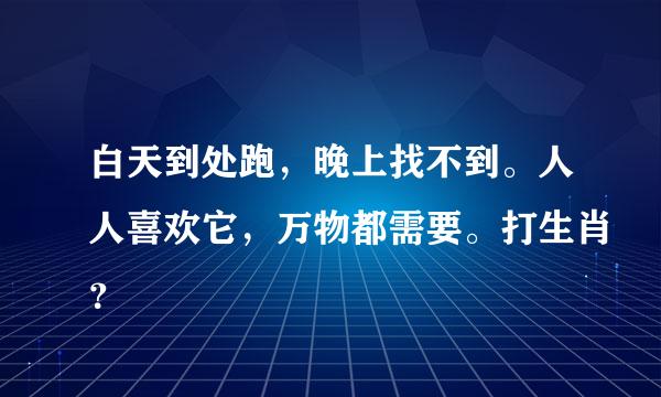 白天到处跑，晚上找不到。人人喜欢它，万物都需要。打生肖？