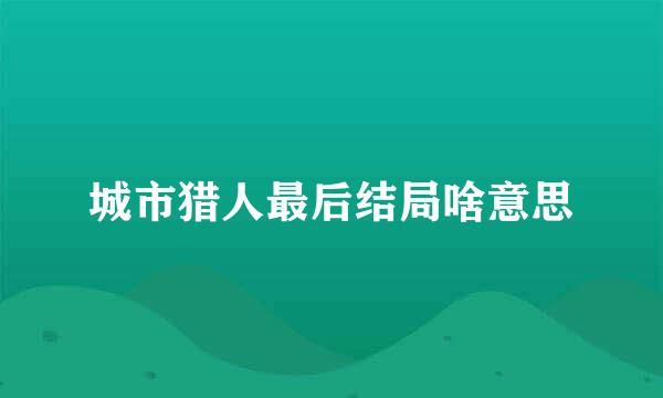 城市猎人最后结局啥意思