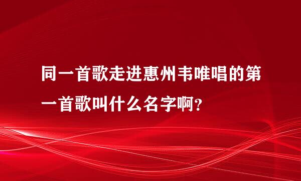 同一首歌走进惠州韦唯唱的第一首歌叫什么名字啊？