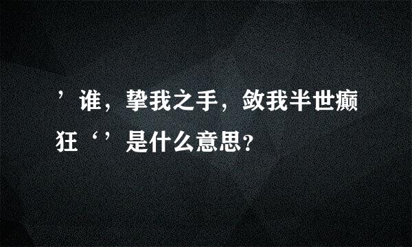 ’谁，挚我之手，敛我半世癫狂‘’是什么意思？