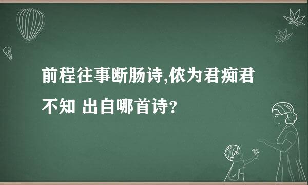 前程往事断肠诗,侬为君痴君不知 出自哪首诗？