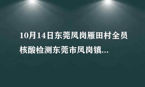 10月14日东莞凤岗雁田村全员核酸检测东莞市凤岗镇核酸检测