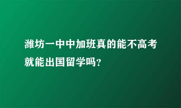 潍坊一中中加班真的能不高考就能出国留学吗？